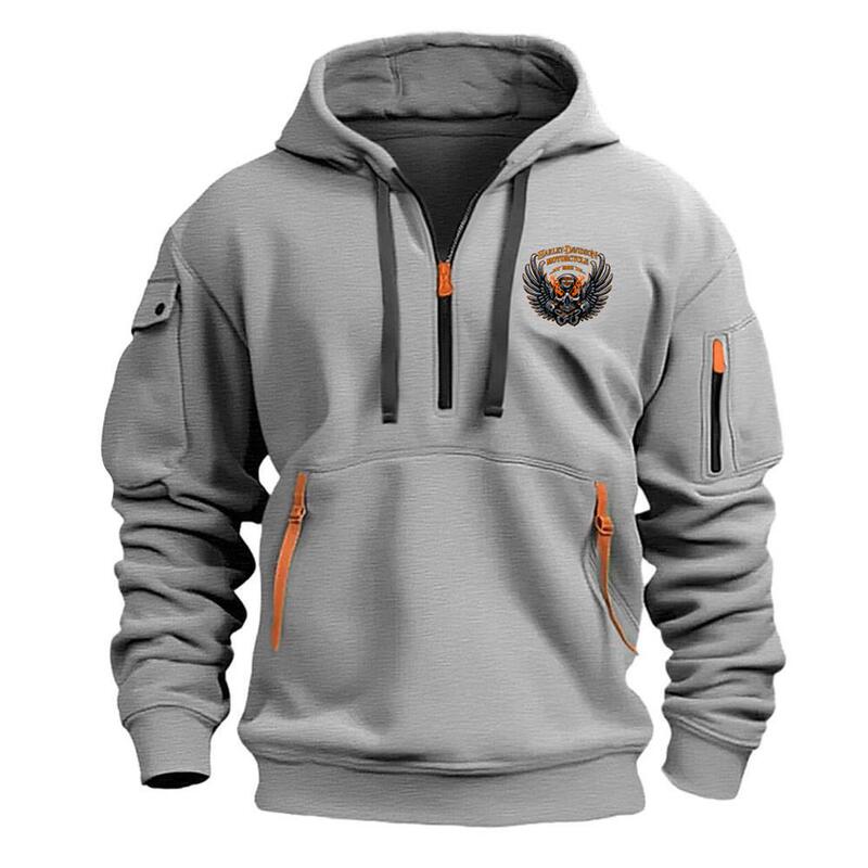 Single Logo [Light Gray] Men's Half-Zip Sweatshirt