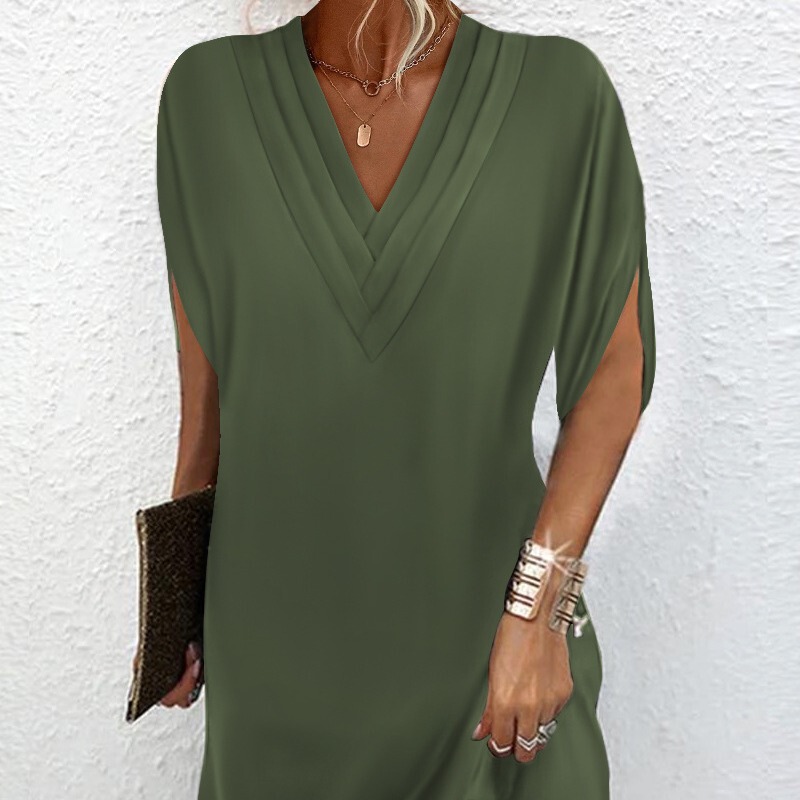 2024 European and American Cross-Border New Ocs3904Lv Collar Pleated Bat Sleeve Dress 2024 European and American Cross-Border New Ocs3904Lv Collar Pleated Bat Sleeve Dress