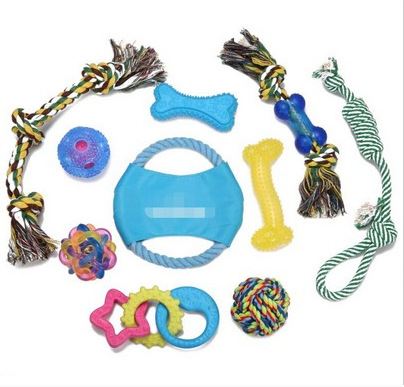 廠家直供跨境新品寵物玩具套裝耐咬磨牙狗咬繩結玩具棉繩編織玩具