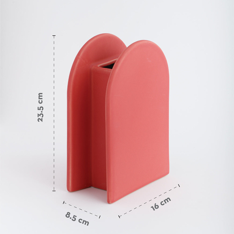 Nordic creativo geométrico florero hogar sala de estar TV gabinete cerámica arreglo floral Decoración brillante rojo decoraciones Año Nuevo