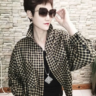 Spring and Autumn Coat New Retro Loose 2024 Shirt European British Classic Plaid Casual All-match Long-sleeved Shirt