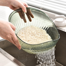 淘米勺沥水篮高品质PET透明收纳篮洗水果蔬菜篮厨房小工具洗菜篮