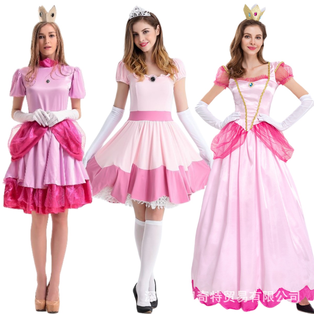 Halloween costume Mario adult Peach princess dress pink pricess…