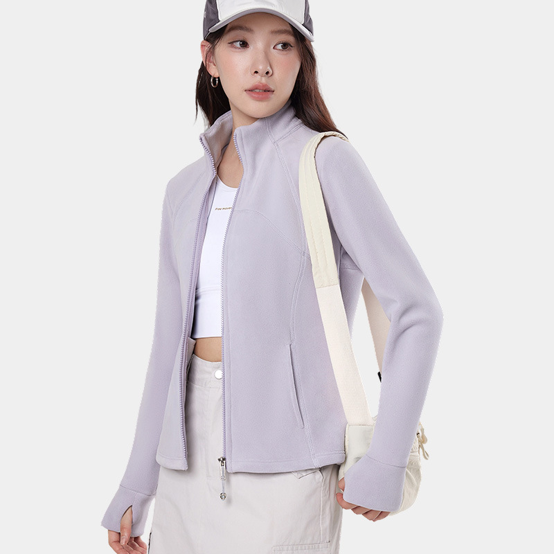 新款双面奥粒绒外套女秋季立领夹克软糯亲肤加绒保暖开衫显瘦卫衣