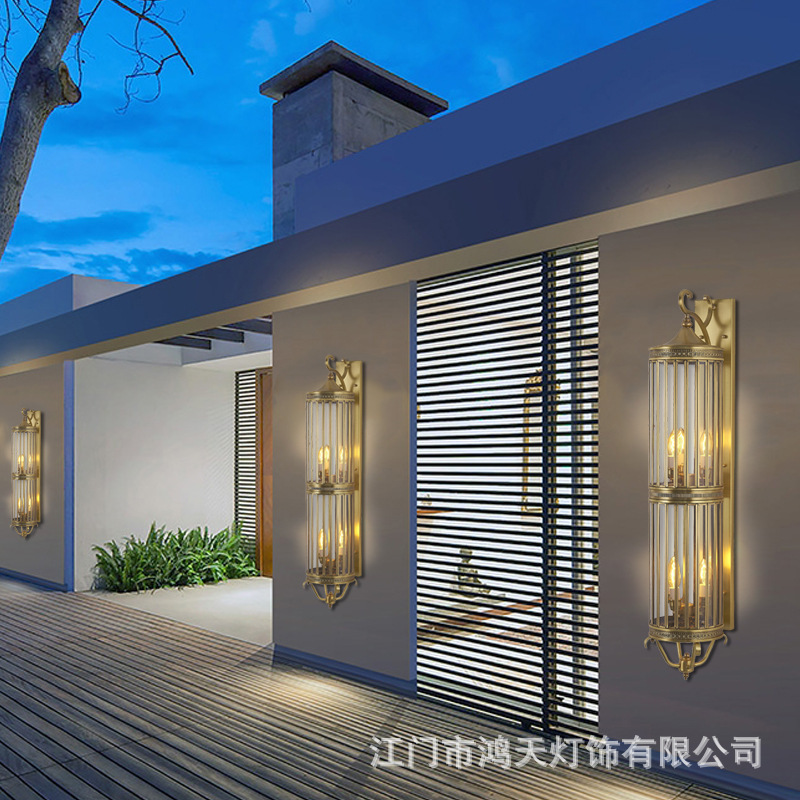 Outdoor Wall Lamp European Style All-Copper Villa Gate Courtyard Wall Outdoor Waterproof Stair Aisle Long Lamp on Both Sides Outdoor Wall Lamp European Style All-Copper Villa Gate Courtyard Wall Outdoor Waterproof Stair Aisle Long Lamp on Both Sides