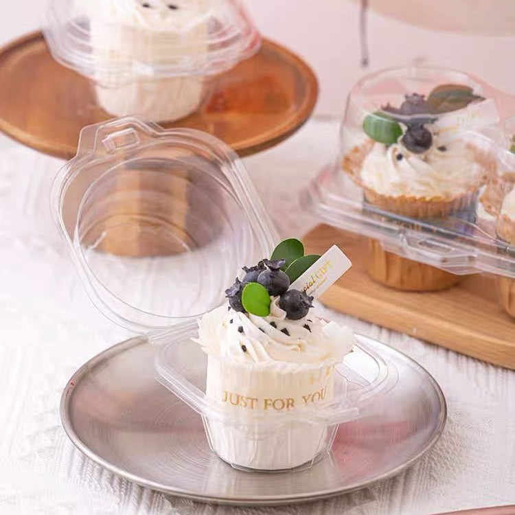 亚马逊跨境单粒两粒纸杯蛋糕包装盒西点盒烘焙盘挞甜点透明