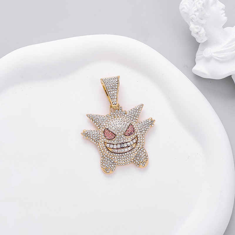 Hip-hop collar de diamantes cubano Hip-hop Pokémon Elf Anime Pet Elf Geng Ghosts Colgante de aleación image 9