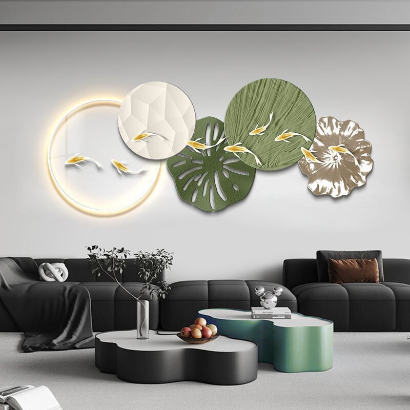 Acrylic Nine Fishes Gathering Wealth Nine Fishes Lotus Led Display Light Painting Living Room Atmosphere High-End Hanging Painting Acrylic Nine Fishes Gathering Wealth Nine Fishes Lotus Led Display Light Painting Living Room Atmosphere High-End Hanging Painting