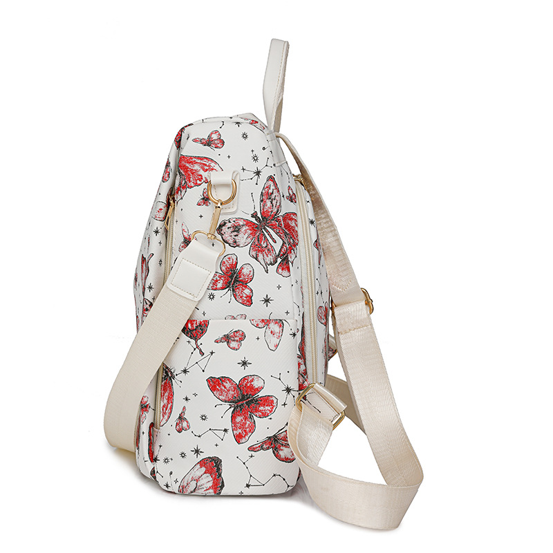 Mochila antirrobo para mujer 2024 otoño nueva mochila de cuero suave para mujer impresión de moda mochila de viaje de gran capacidad marea
