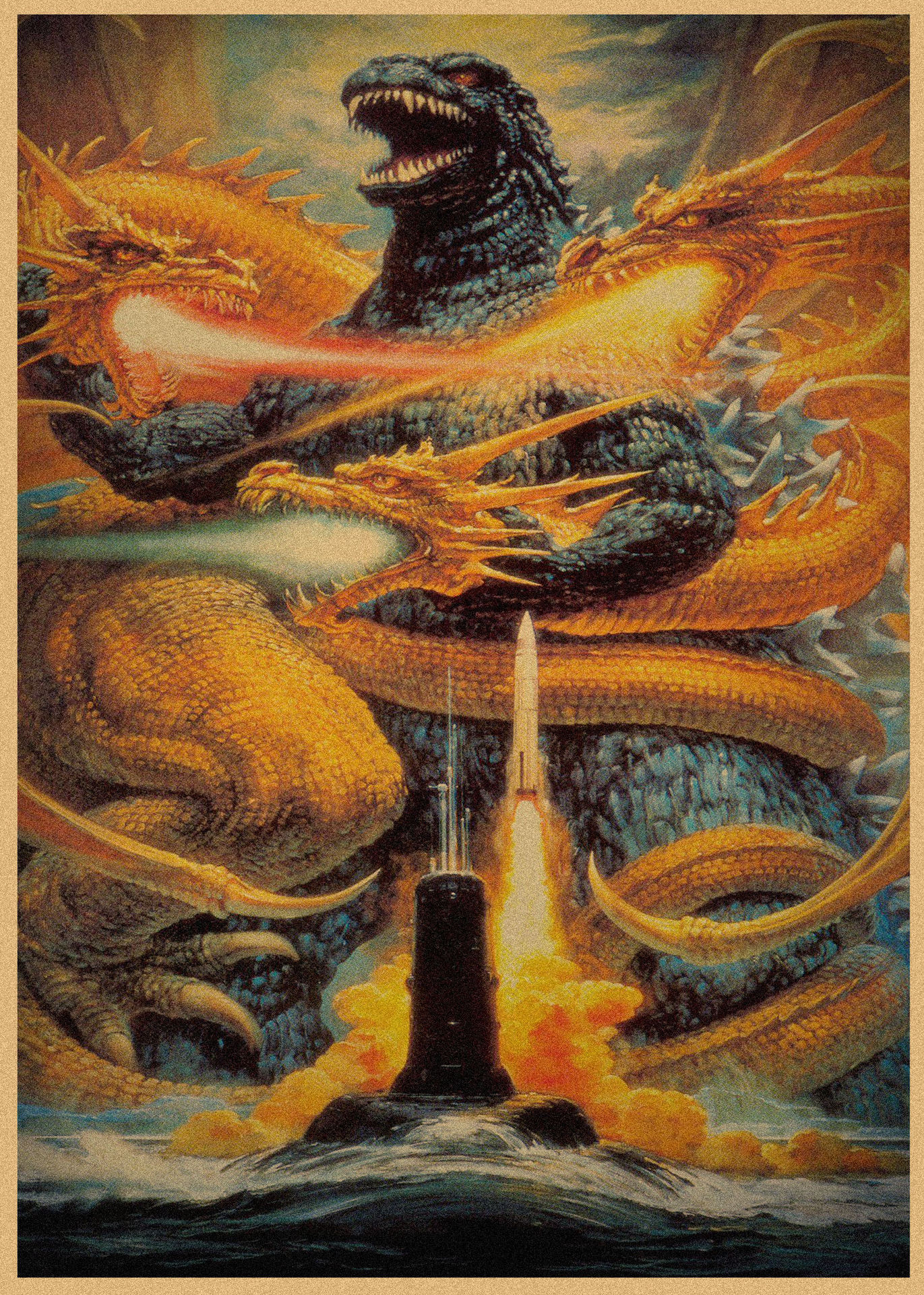 Godzilla película Godzilla póster retro kraft decoración mural mural 258
