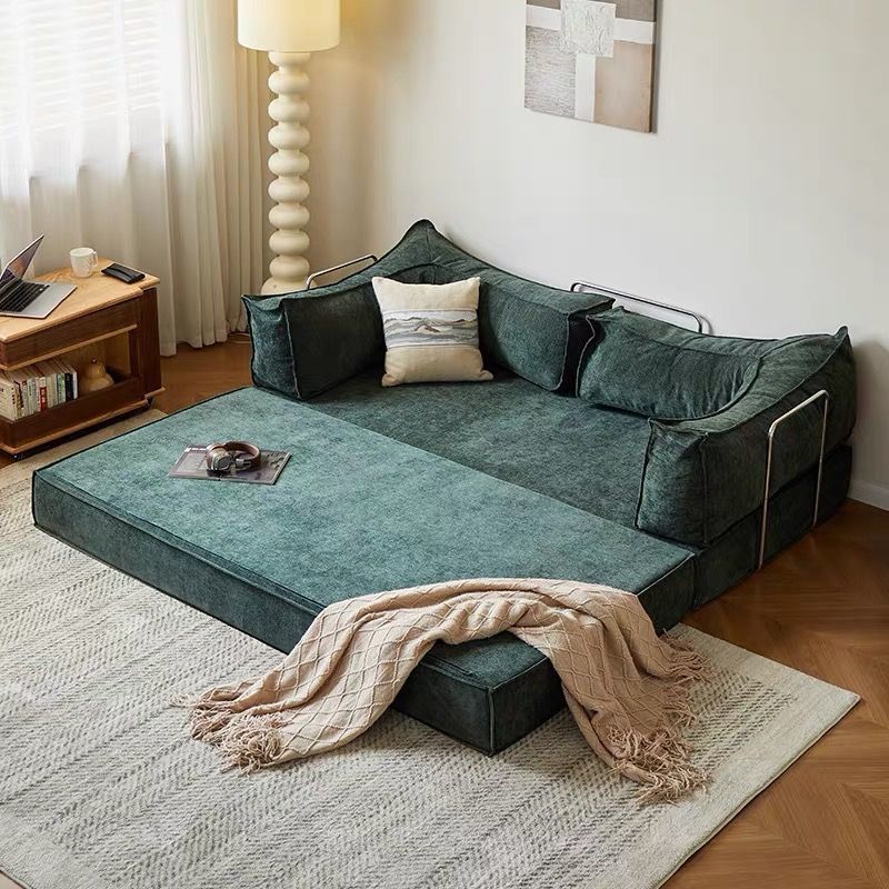 Compressed vintage sofa bed, foldable, dual-purpose fabric sofa, mid-century style, for living room use, a two- or three-seater modular sofa
