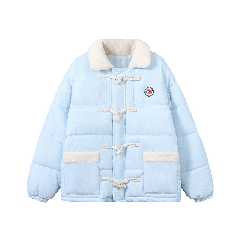 Chaqueta de algodón de invierno gruesa, abrigo de invierno de mujer, nueva ropa de algodón con solapa, camisa de fibra corta y suelta.