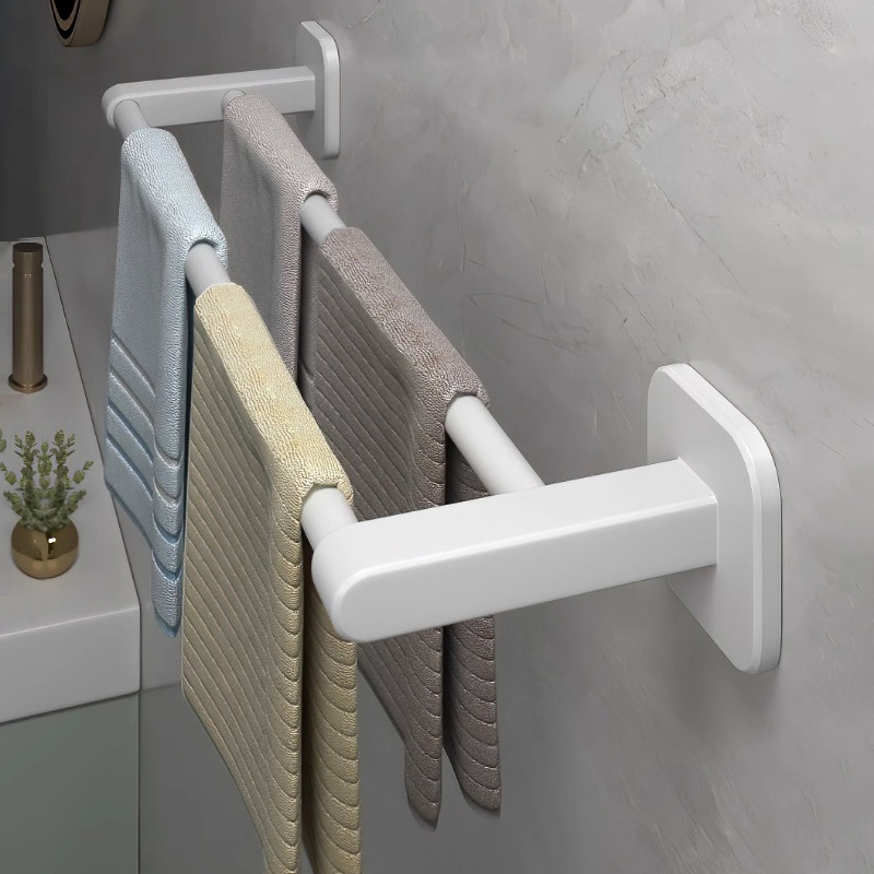 Toallero ponche libre baño doble barra colgante de pared Barra de Toalla baño sola barra de almacenamiento de rack inodoro estante de inodoro