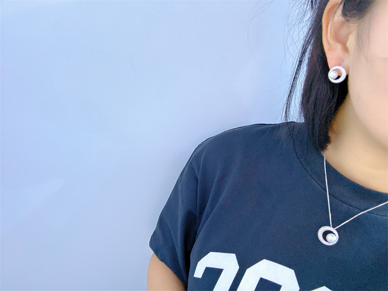 26g Weight Pearl, Zircon Inlay Material Pendant Necklace, Earrings Classification cable chain Chain Type Holiday, Daily Occasion Circle Pattern Women's Gender Inlay Design Casual, Simple Style Style Casual Simple Style Inlay Circle Pearl Zircon Pendant Necklace Earrings 14