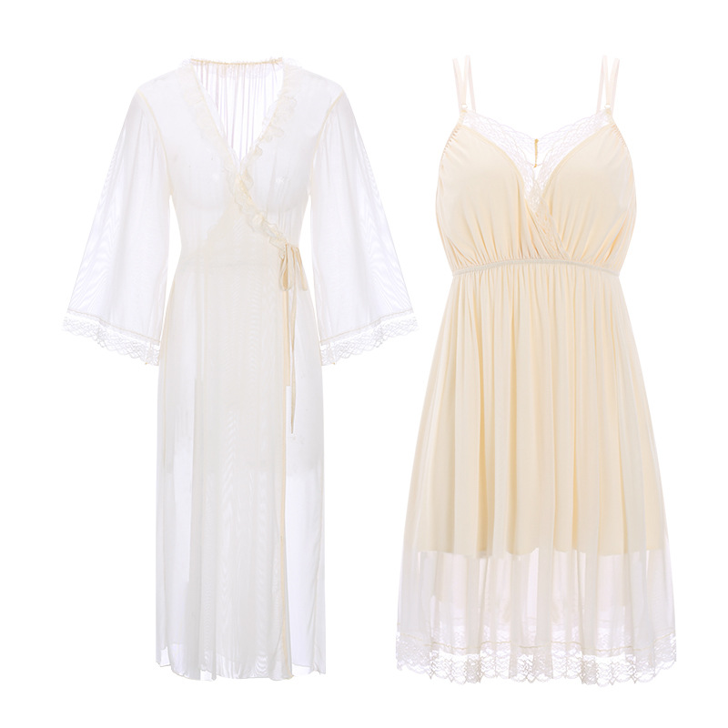 Ruoruo satén sexy malla transparente Deep V backless Correa camisón cómodo traje homewear de las mujeres 2133