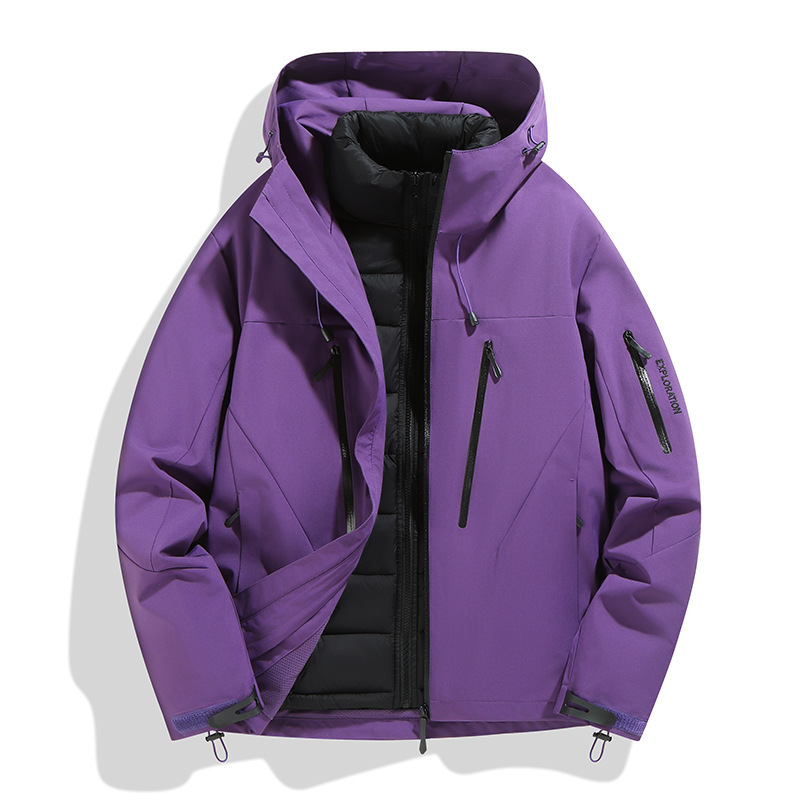 鳥家同型ジャケット、カスタムロゴ刺繍入り、3in1登山服、防風防水、裏起毛ジャケット、男女兼用|undefined