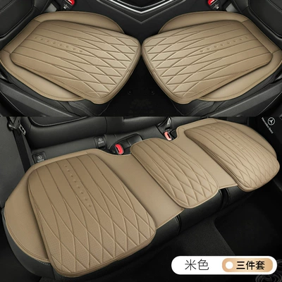 Wear-Resistant and Dirt-Resistant Car Seat Cushions, Four Seasons Pad - beige-three-piece-set-general