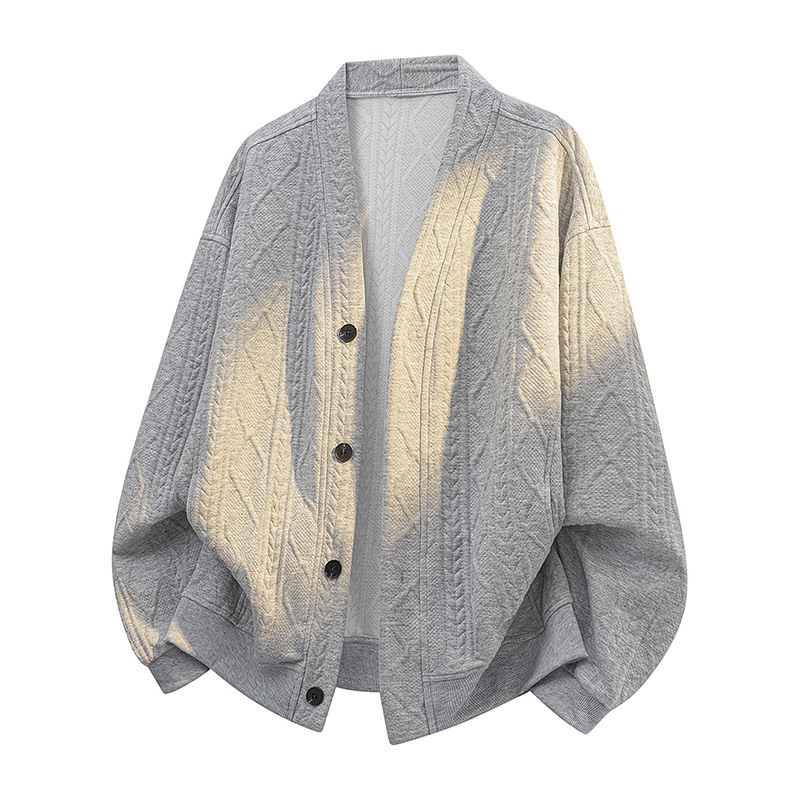 2026 New Men's Cross-Border Spring and Autumn Loose Casual Plus Size Unisex Casual Commuting Cardigan Knit Jacket