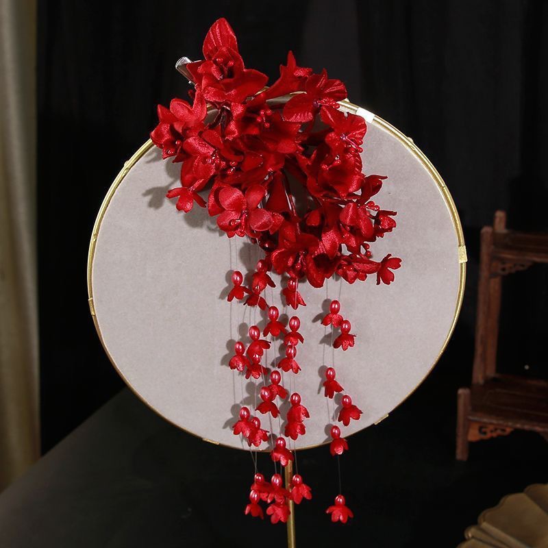 [Red - blue-bell flower headdress]