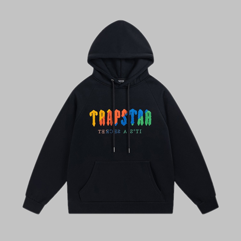 Trapstar azul Tigre cabeza toalla bordado traje forro polar suéter con capucha ceñida deportes casual pantalones largos