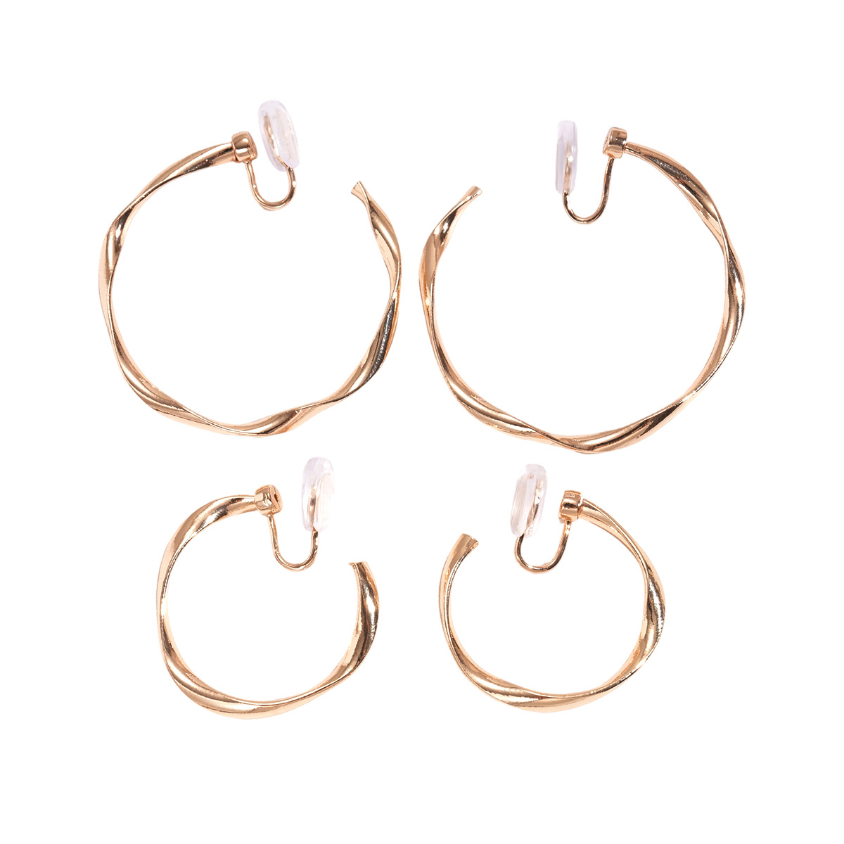 Europa y América sensación de metal geométrica deformación redonda sin agujeros de orejas clips de moda inns simple versátil alta sensación pendientes mujeres