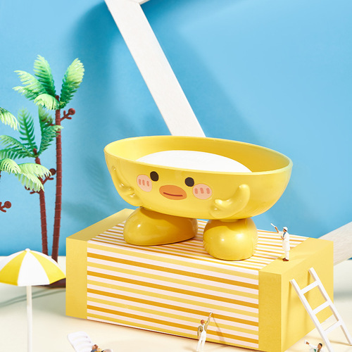 Little yellow duck soap box bathroom shelf cartoon thickened plastic drain soap box home creative soap holder