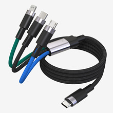 PD60W一拖三快充数据线平果typec安卓通用编织加长三合一快充线