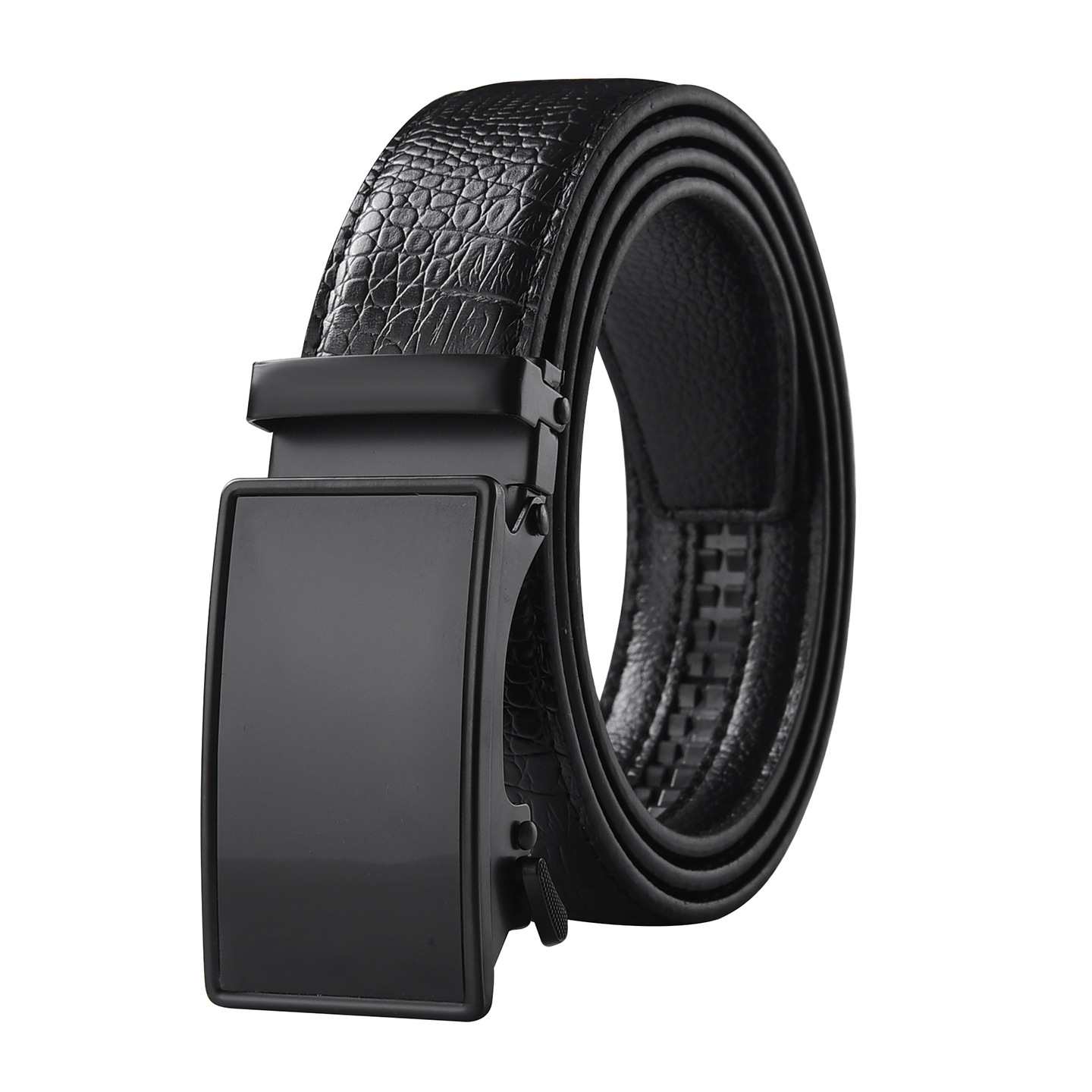 Botón negro cuadrangular espejo línea cinturón negro
