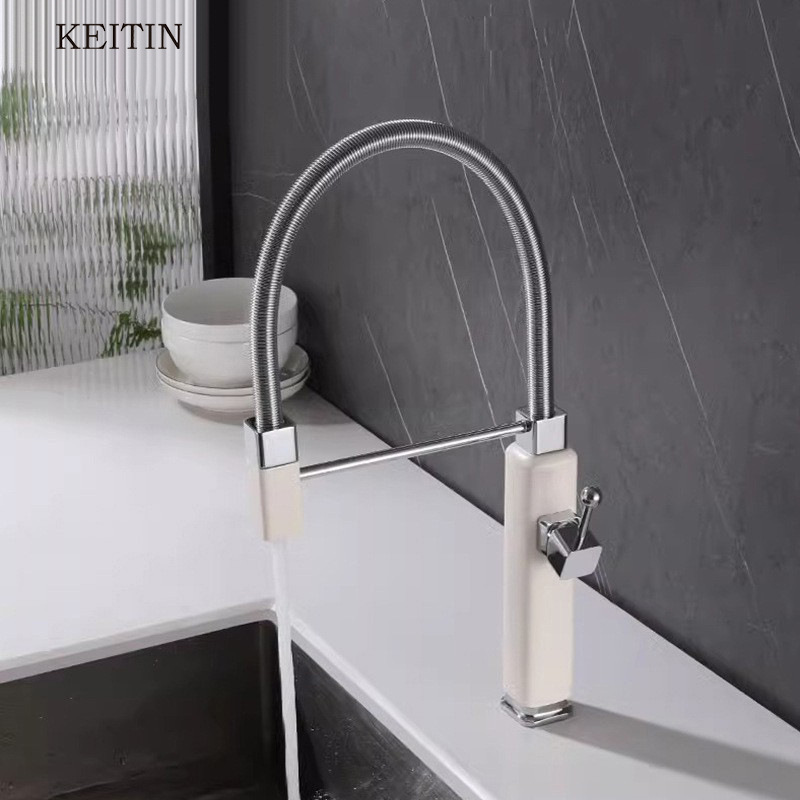 Kitchen Sink Faucet with Retractable Pull-Out Swivel Head, Hot and Cold Water Faucet, Anti-Splash Device Kitchen Sink Faucet with Retractable Pull-Out Swivel Head, Hot and Cold Water Faucet, Anti-Splash Device
