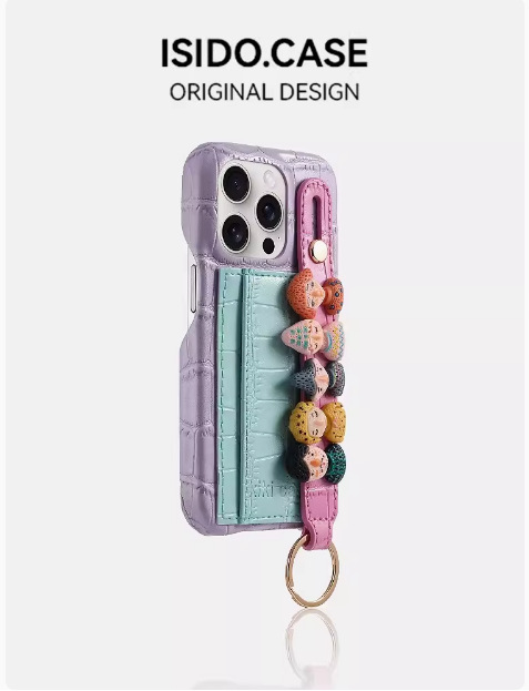 Bolso de tarjeta con estampado de cuero en contraste para niña ins para estuche para teléfono móvil iPhone16ProMax 12 Apple 13/14PM femenino 15