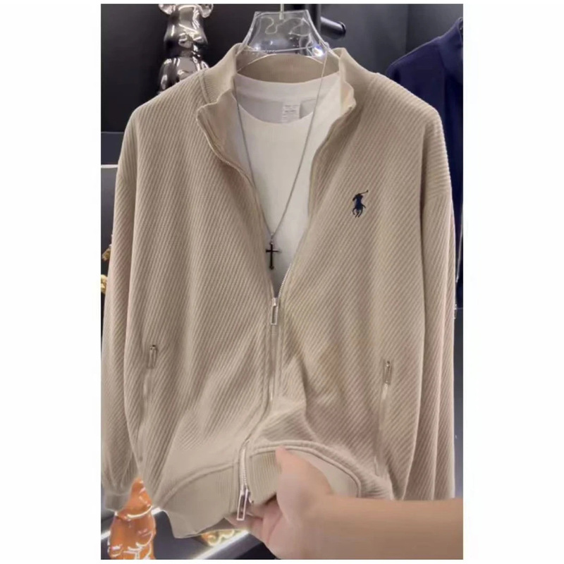 【轻奢男装】早秋新款老钱风立领潮流高品质夹克男高级感时尚外套|undefined