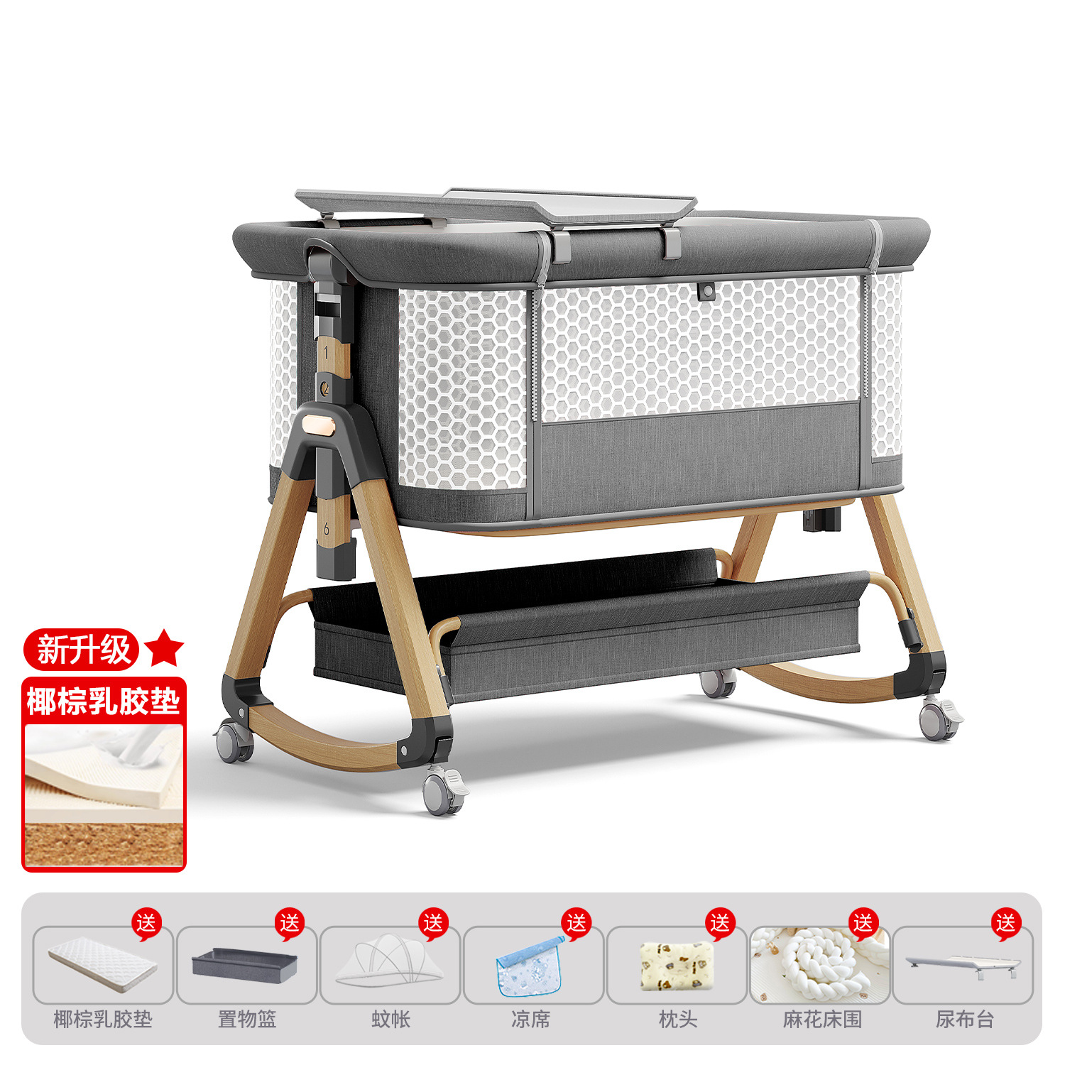 Cama de bebé móvil portátil cuna cama plegable multifuncional BB cama para recién nacidos empalme cama grande