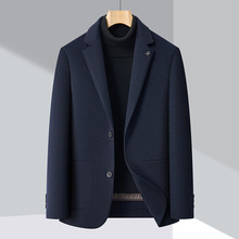 冬季双面羊毛呢西装男可拆卸羽绒内胆西服中年爸爸装休闲保暖外套