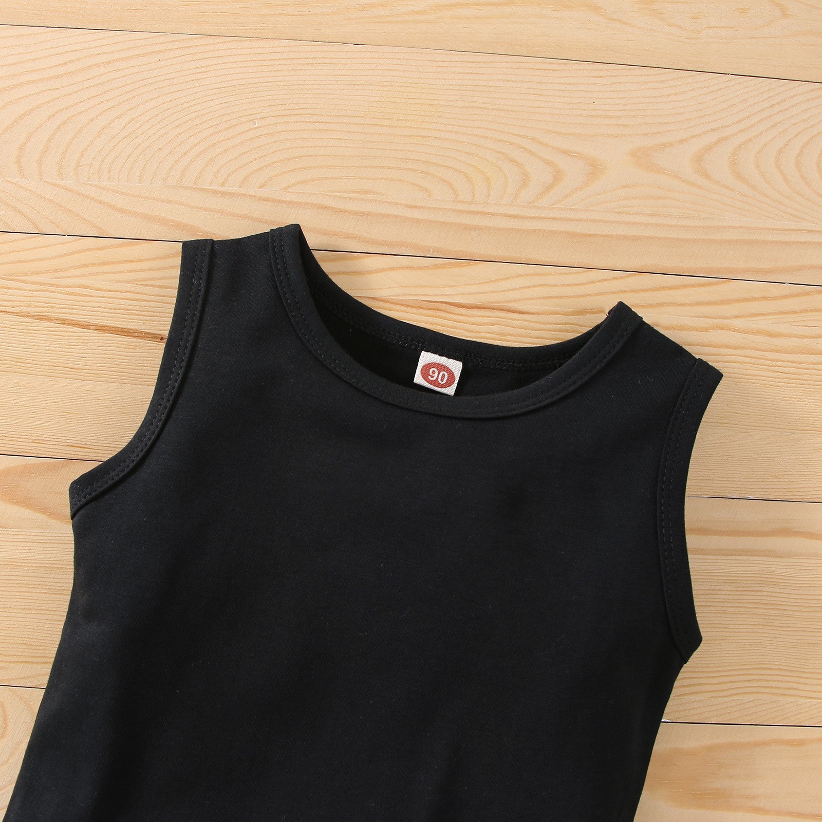 Daily Occasion Round Neck Neckline Comfort Function Simple Style Solid Color Belt Cotton Girls Clothing Sets