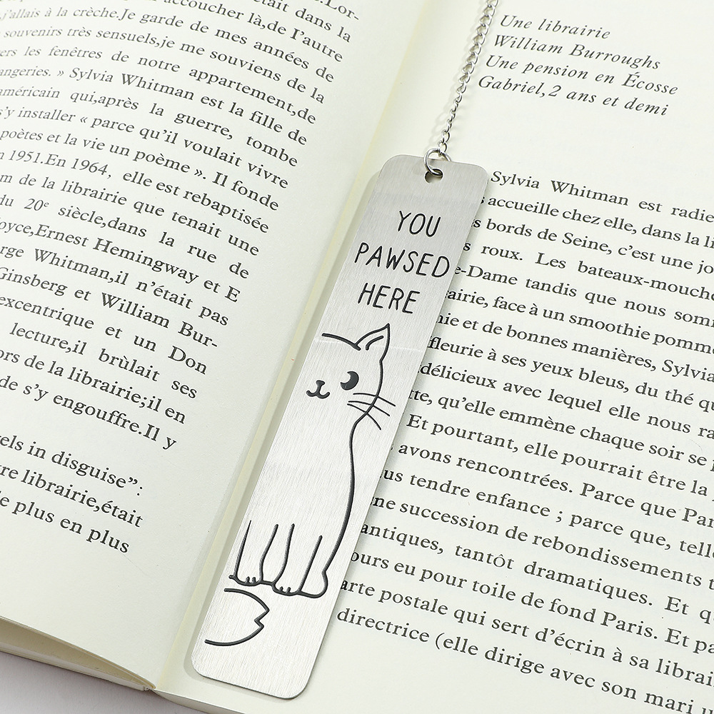27g Weight Bookmark Stationery Type 1 Piece Quantity Class, School Occasion 201 Stainless Steel Material Letter, Cat Pattern Cute Style 1 Piece Letter Cat Class School 201 Stainless Steel Cute Bookmark 6
