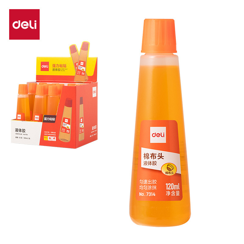 7313 Deli 7314 Yellow Transparent Liquid Glue 50ml Strong Adhesive Liquid Glue Liquid Glue 120ml