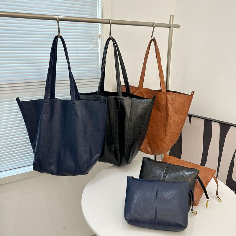 Cross-border New Large Capacity Tote Bag Shoulder Handheld Women's Texted Leather Bag Europe and America Amazon