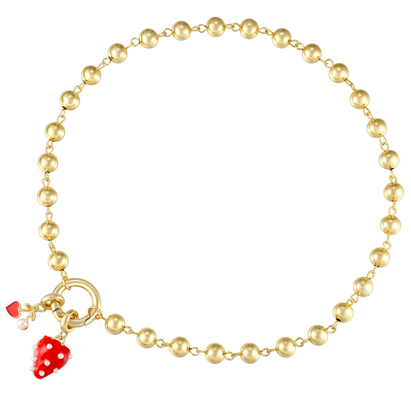 Strawberry Sweet Copper Pendant Necklace Spring Ring Trigger Clasp Closure display picture 5