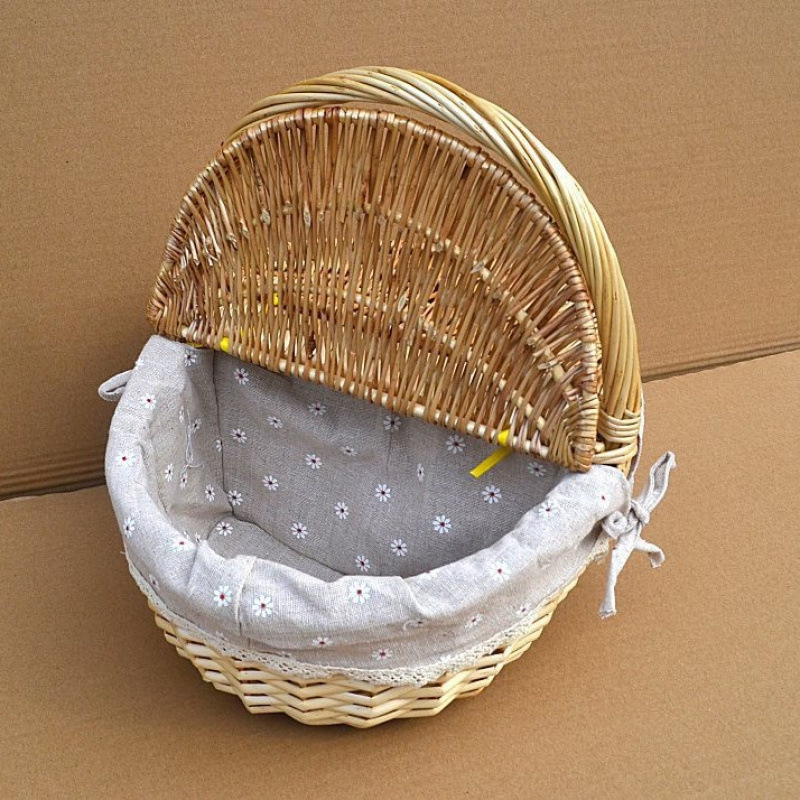 Cestas de bambú de vid de trenzado cestas de picnic cestas de almacenamiento cestas de frutas de trenzado cestas pastorales con cubierta de mesa