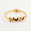 Tide, steel spring stainless steel, matte advanced design universal golden bracelet with butterfly, high-quality style