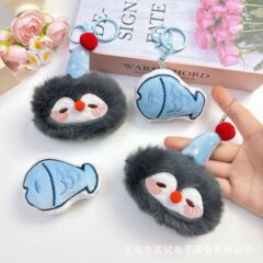 创意企鹅小鱼挂件毛绒公仔发箍头饰配饰服装帽子辅料DIY饰品配件