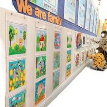 幼儿园展示挂袋悬可式墙架免打孔童画收纳墙面美工区一件批发