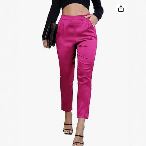 Cross-Border European and American Spring/Summer High-Waisted Acetate Straight-Leg Casual Pants for Work and Leisure Cross-Border European and American Spring/Summer High-Waisted Acetate Straight-Leg Casual Pants for Work and Leisure