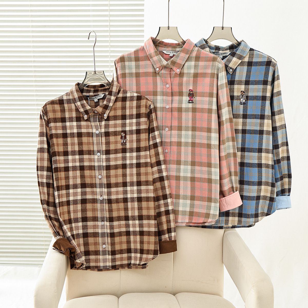 Zhao Lusi's Same Style 2025 Autumn And Winter New Women's College-style Plaid Turn-down Collar Long-sleeve Shirt_ecoleips.com