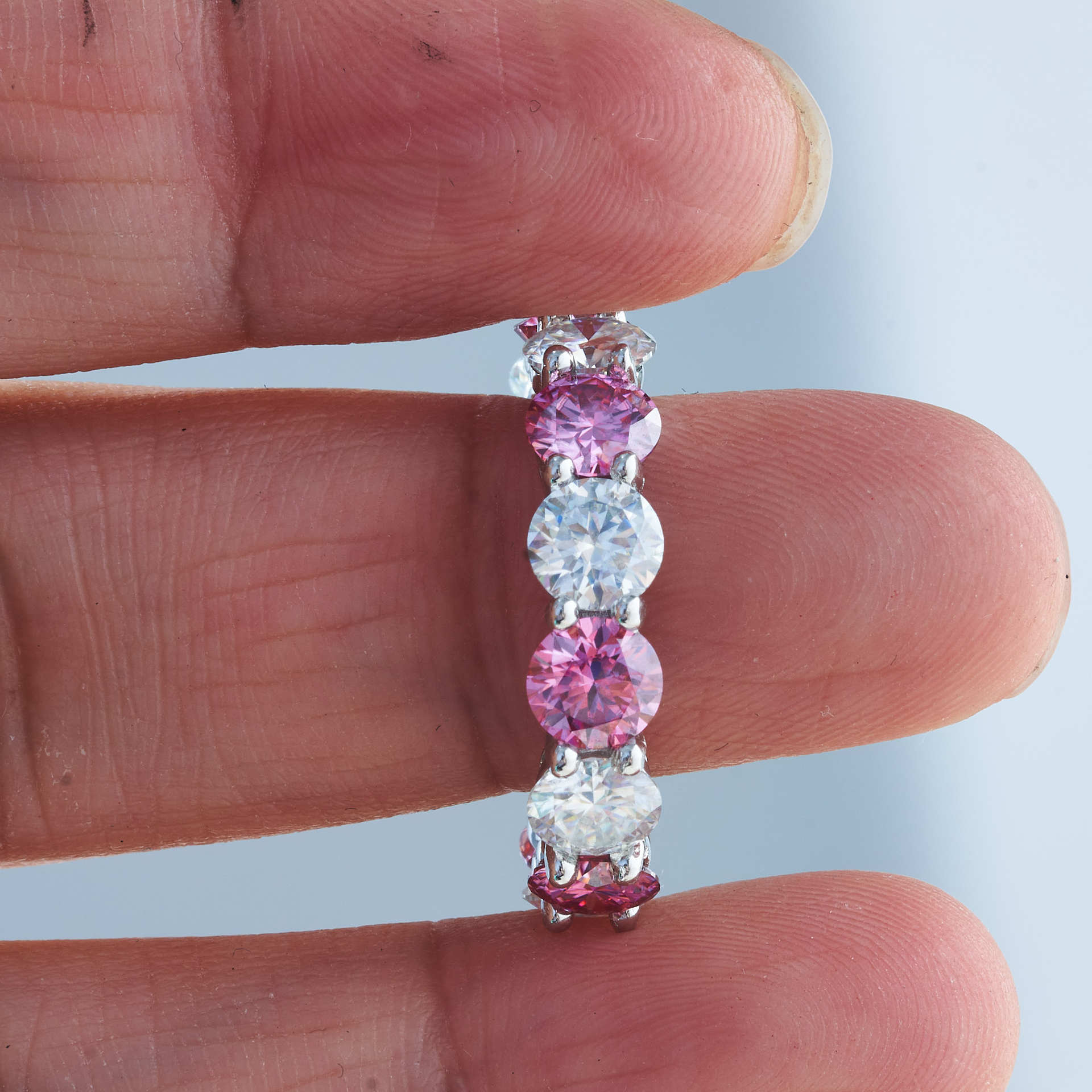 Joyería S925 Moissanite de plata 5mm estilo de moda geométrica retro anillo de fila certificados GRA