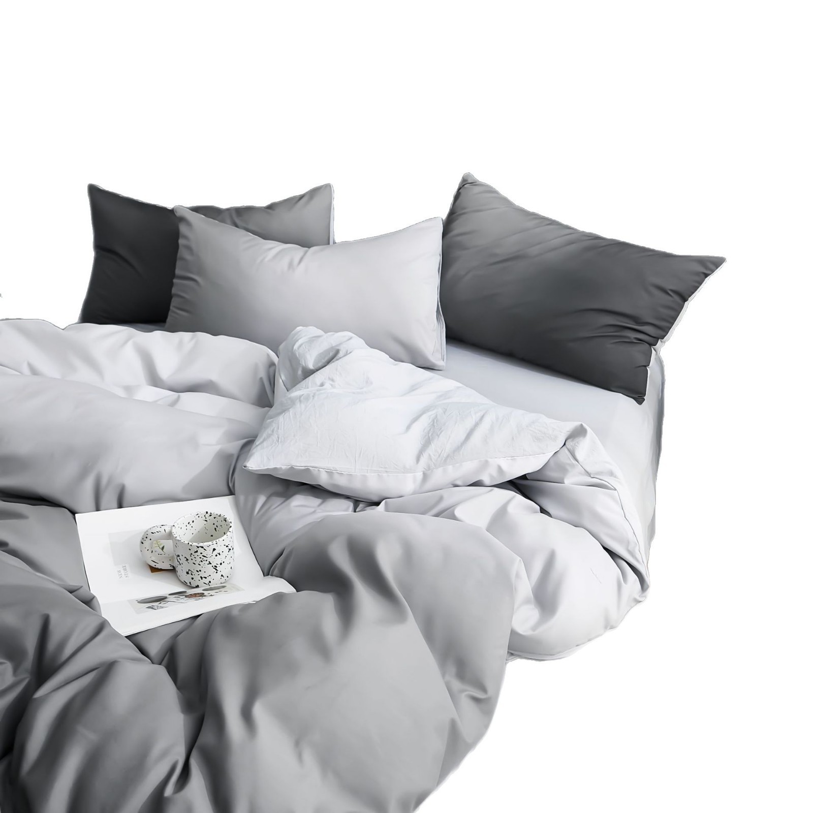 Cross-border Minimalist Gradient Bedding Four-piece Set, Washed Cotton New Home Textile Duvet Cover, Dormitory Single_voghion.com