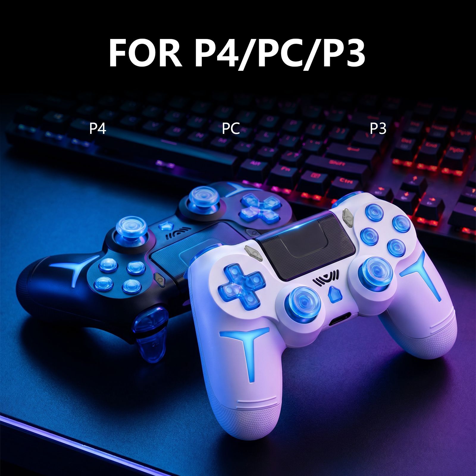 Fabricante PS4 inalámbrico Bluetooth control de juegos con luz RGB doble vibración de seis ejes PC control de juegos de vapor