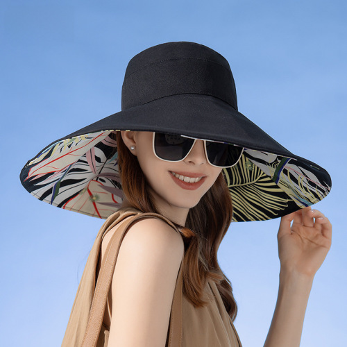 8240 Cross-border New Double-sided Fisherman Hat for Women Summer Oversized Brim Sun Hat Fashion Sunshade Hat