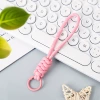 Pink and white dot double spelled diamond knot lanyard (with hanging loop)