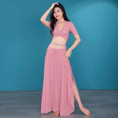Dancer Belly Dance Costume Summer Practice Suit Water Gauze Oriental Dance Performance Outfit Group Uniform 273+3113
